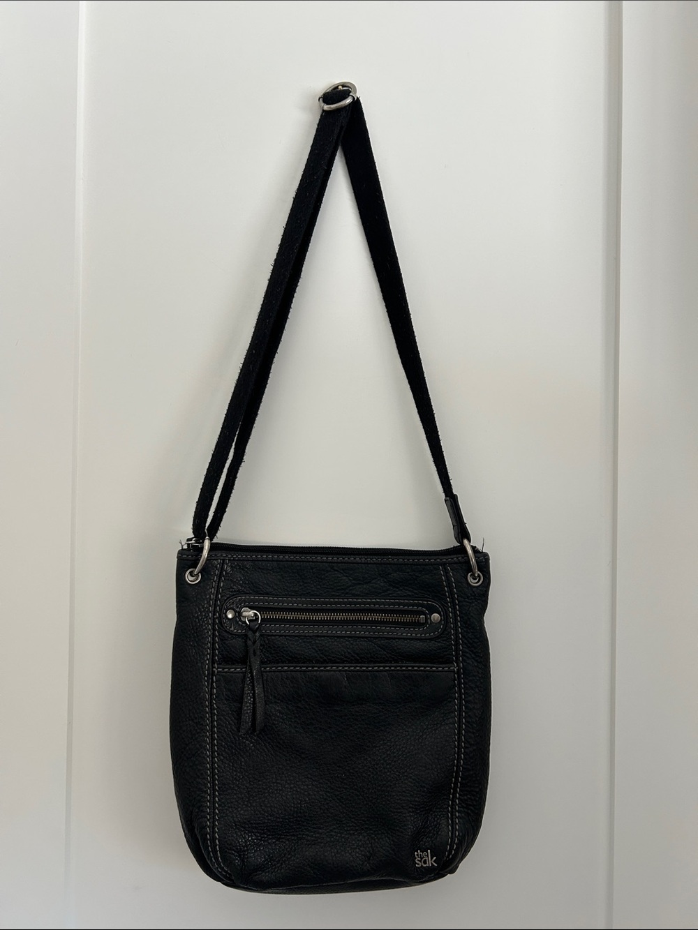 The Sak Black “Laurel” Pebbled Leather Crossbody Bag